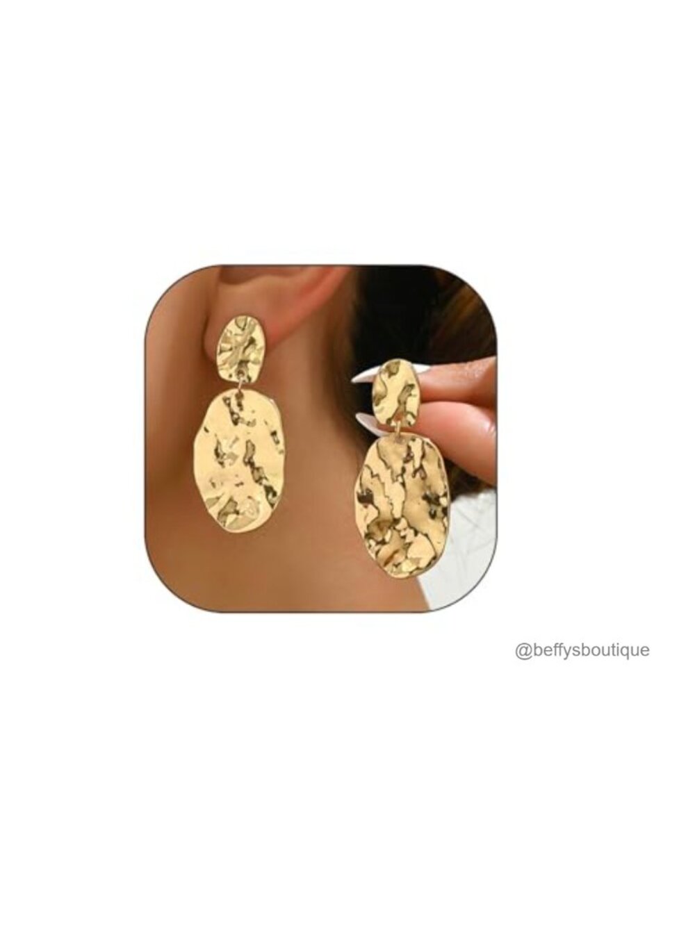 Gold Hammered Statement Dangle Drop Earrings 14k Gold Plated